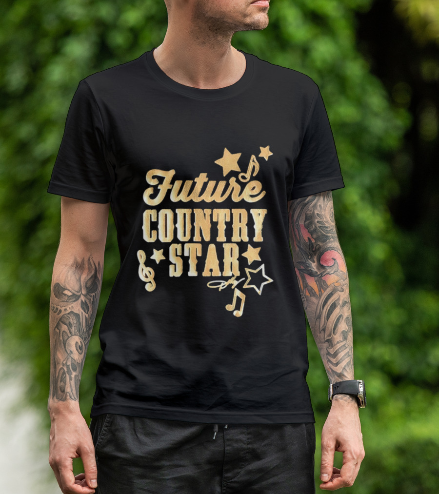 Future Country Star Musician Singer Golden Notes And Stars T-Shirt