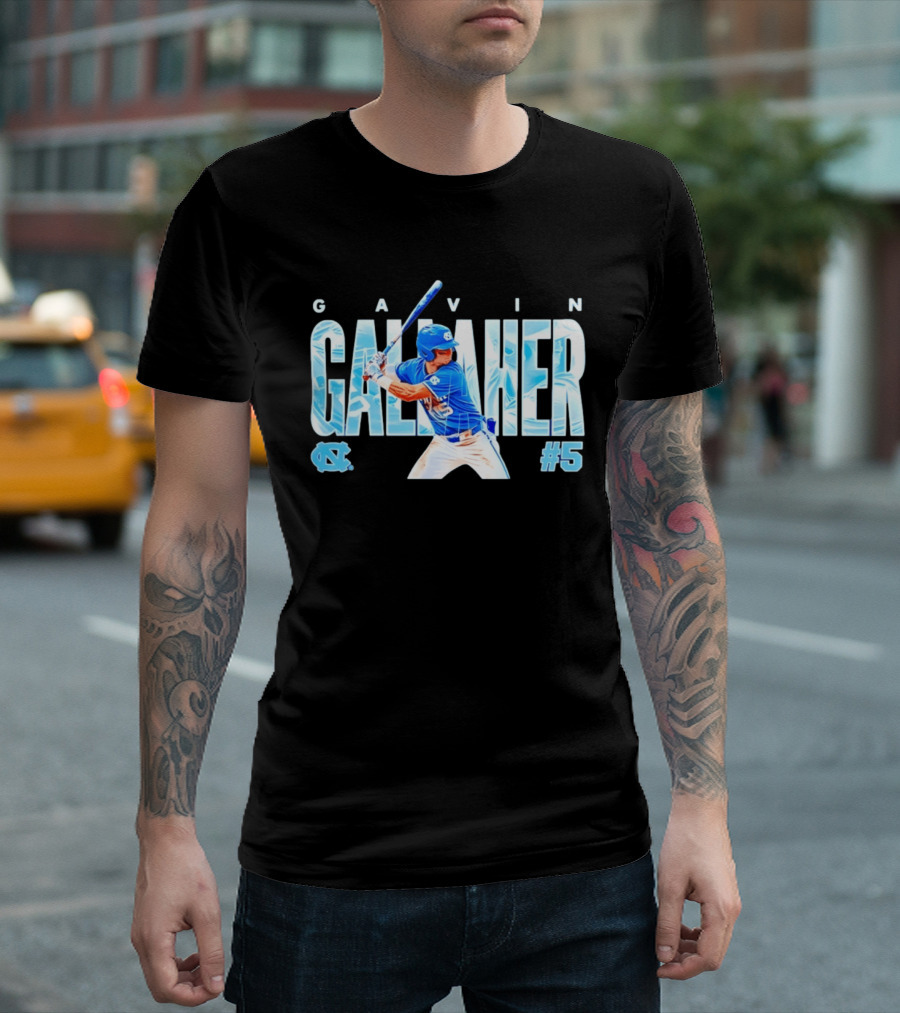 Gavin Gallaher #5 University Of North Carolina Tar Heels NCAA Baseball Player T-Shirt