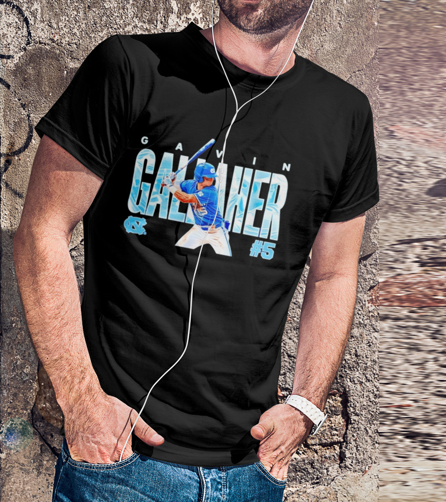 Gavin Gallaher #5 University Of North Carolina Tar Heels NCAA Baseball Player T-Shirt
