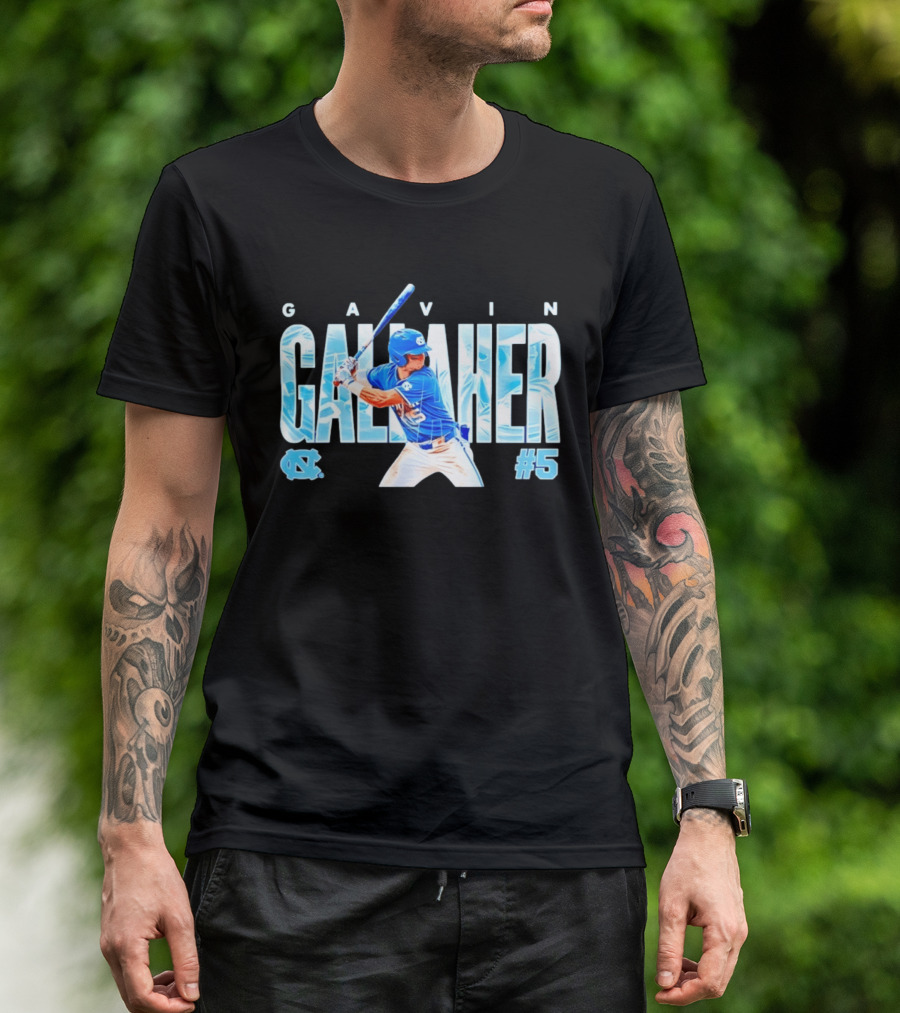 Gavin Gallaher #5 University Of North Carolina Tar Heels NCAA Baseball Player T-Shirt