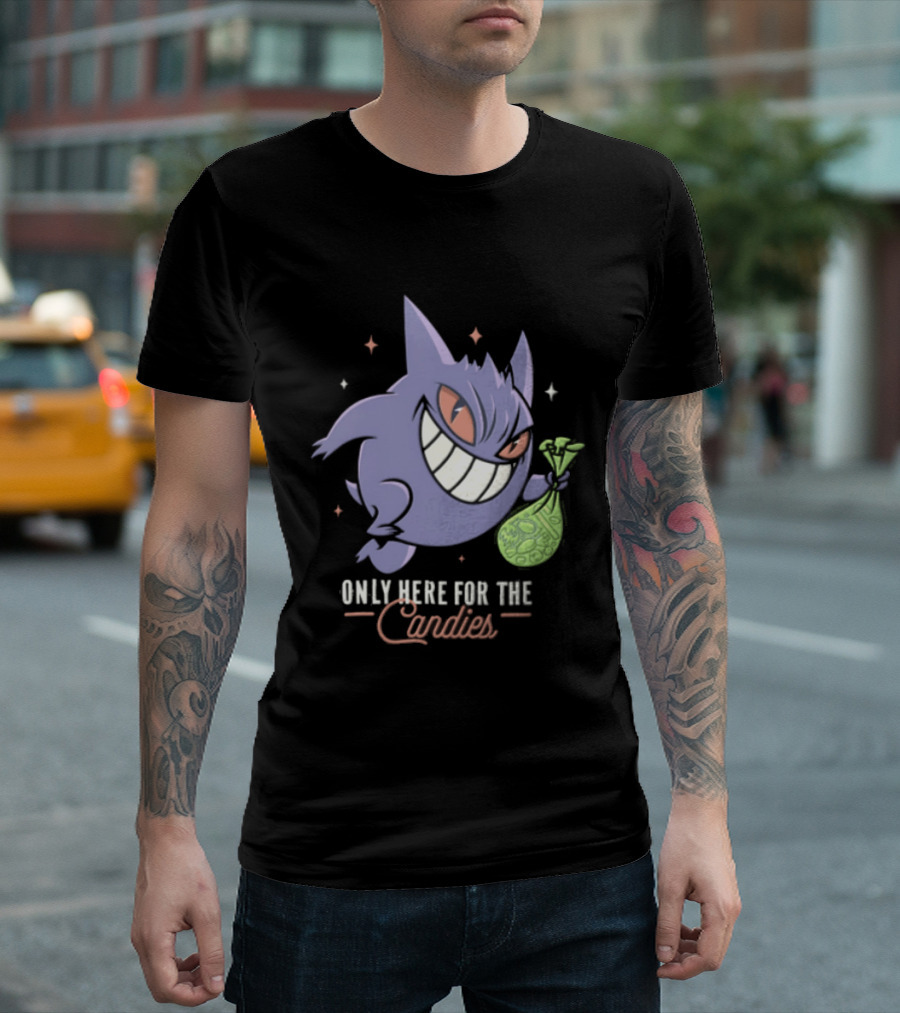 Gengar Only Here For The Candies Halloween Fun T-Shirt
