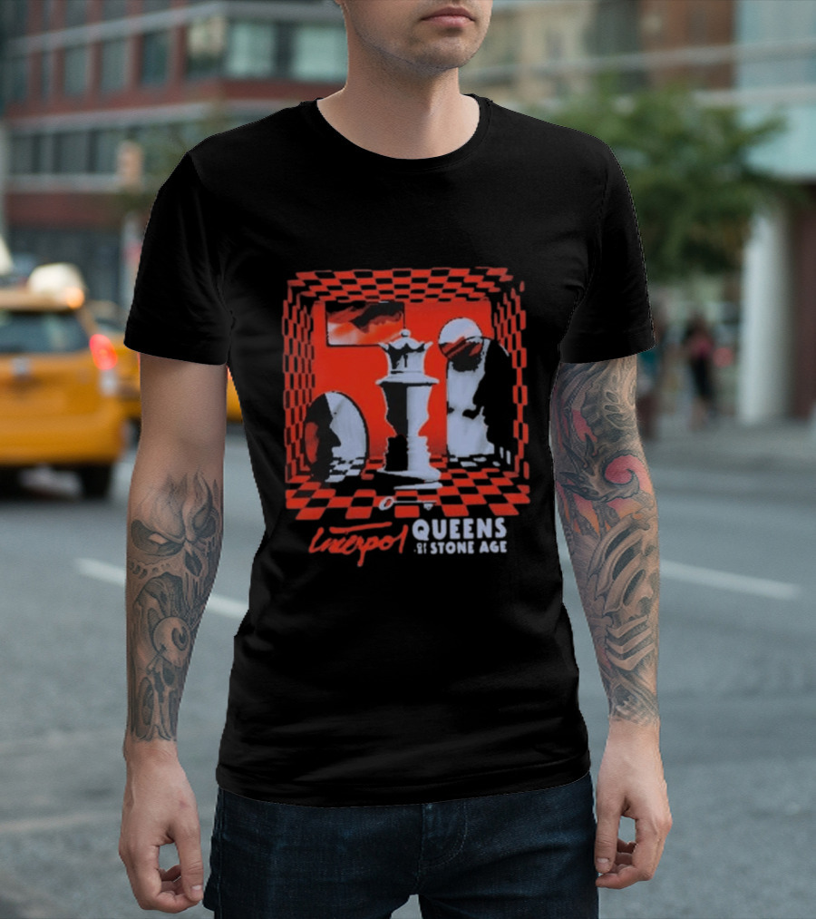 Interpol Gig At Estadio Ciudad De Los Deportes Mexico March 6 2027 Featuring Queens Of The Stone Age Chess Visuals T-Shirt