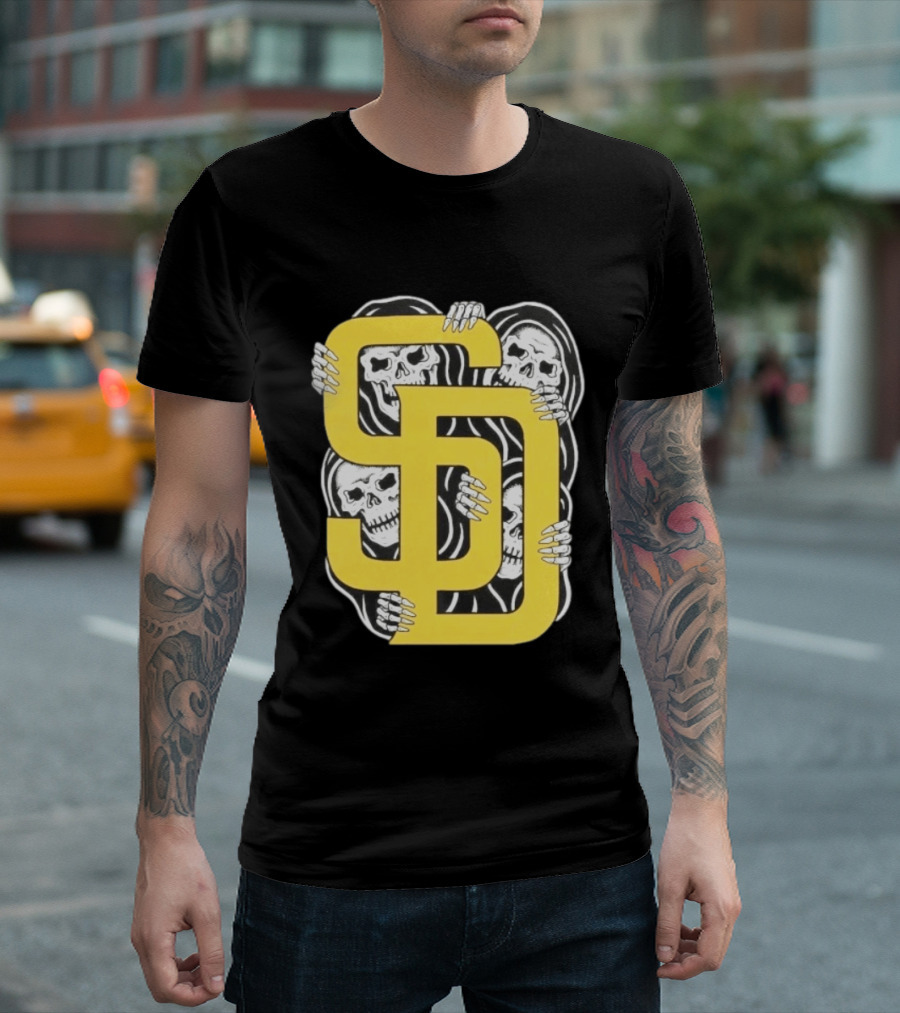 San Diego Padres SD Yellow Grim Reaper Skeletons T-Shirt