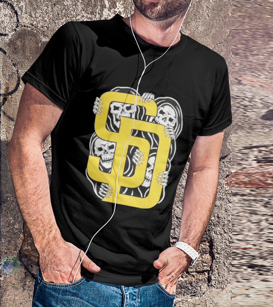 San Diego Padres SD Yellow Grim Reaper Skeletons T-Shirt
