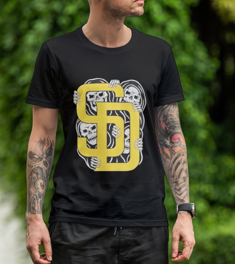 San Diego Padres SD Yellow Grim Reaper Skeletons T-Shirt