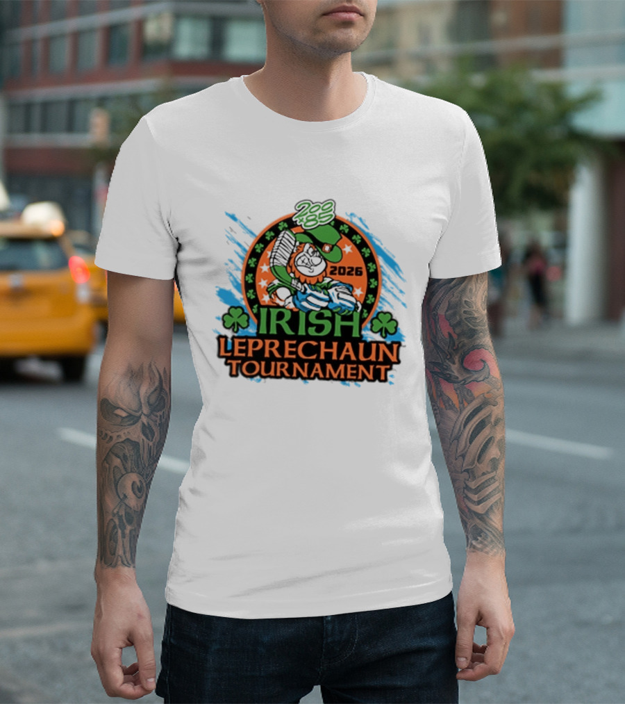 Irish Leprechaun Tournament 2026 Clover Emblem And Green Hat Celebration T-Shirt
