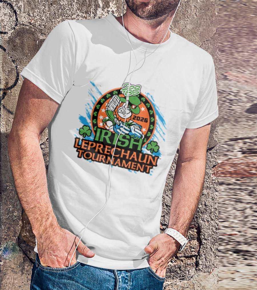 Irish Leprechaun Tournament 2026 Clover Emblem And Green Hat Celebration T-Shirt