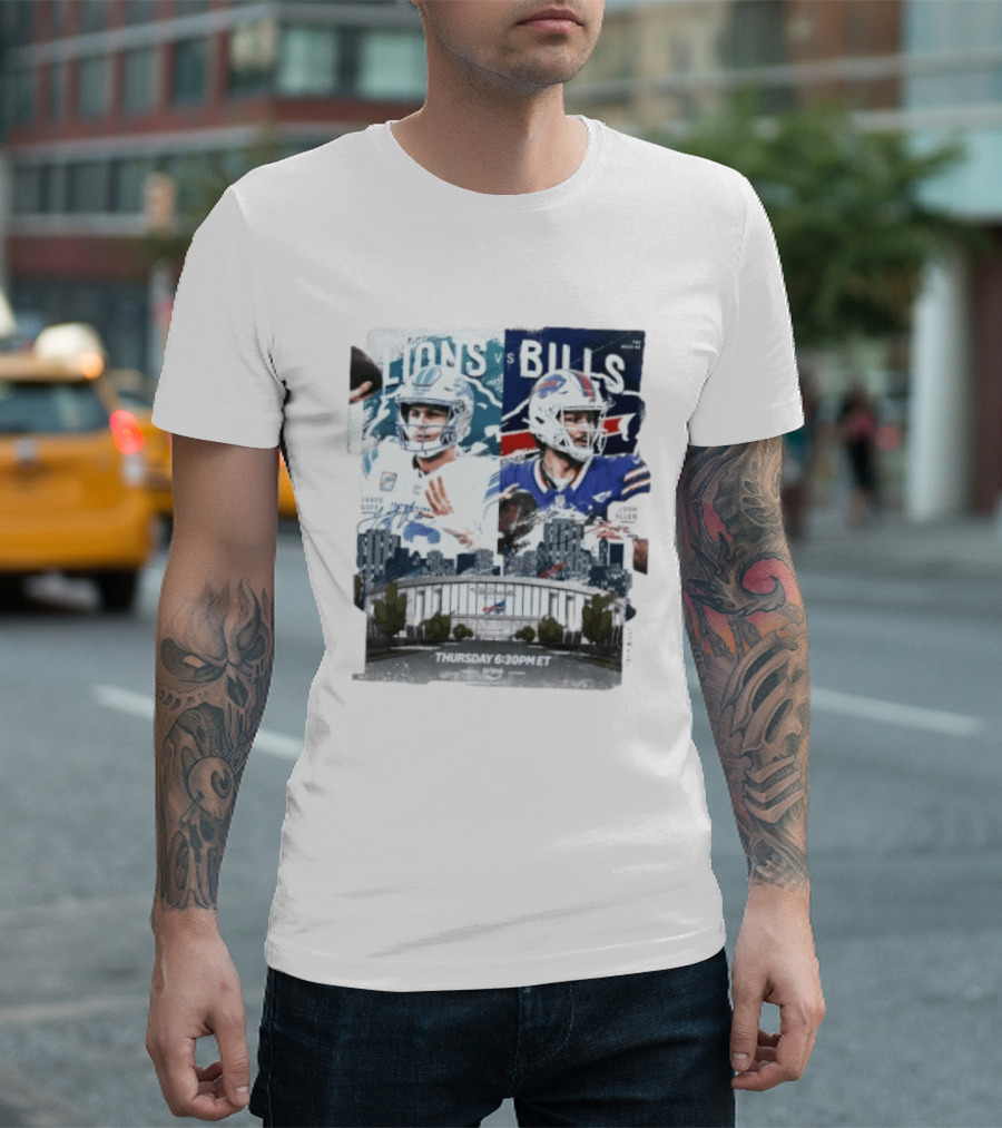 Jared Goff Detroit Lions Vs Josh Allen Buffalo Bills Thursday Night Football Week 02 6:30 PM ET T-Shirt