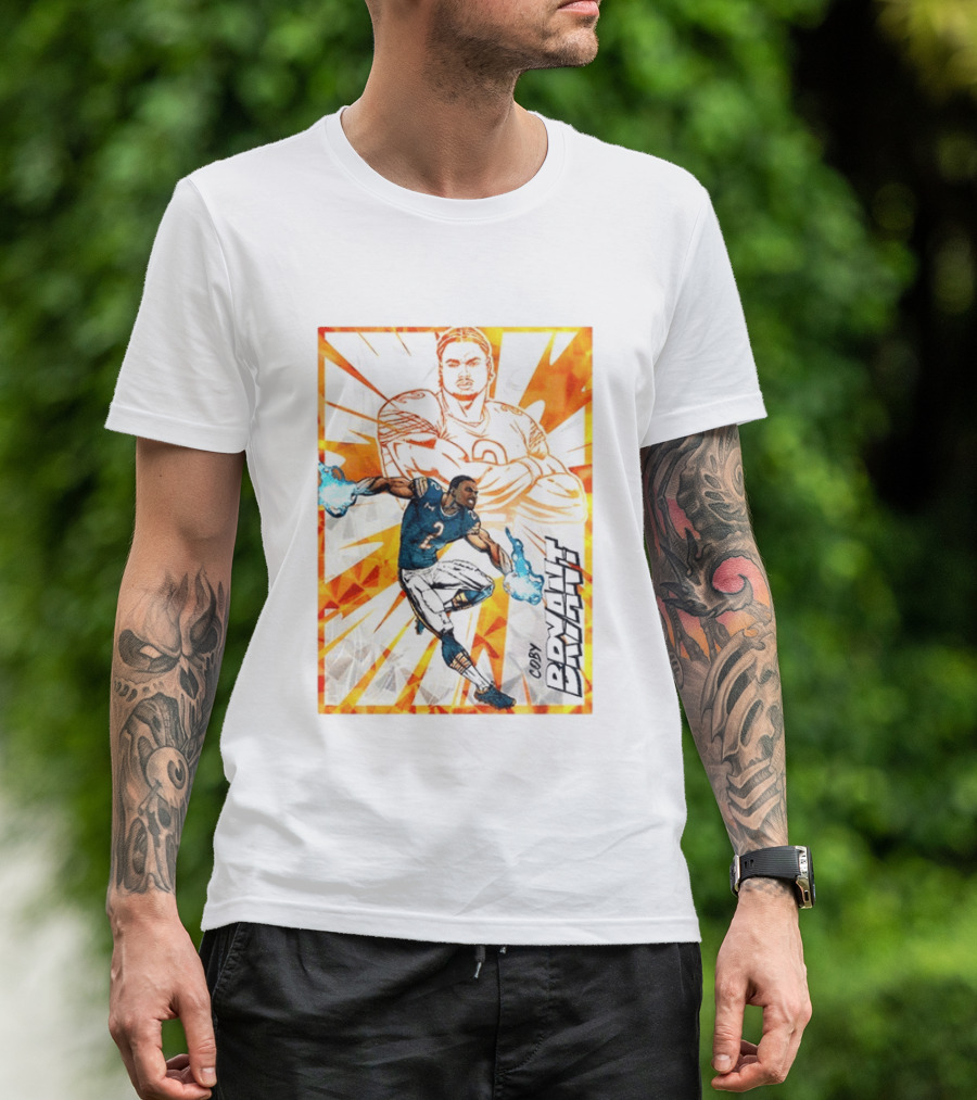 Coby Bryant Seattle Seahawks Football Card Dynamic Illustration With Chicago Bears T-Shirt