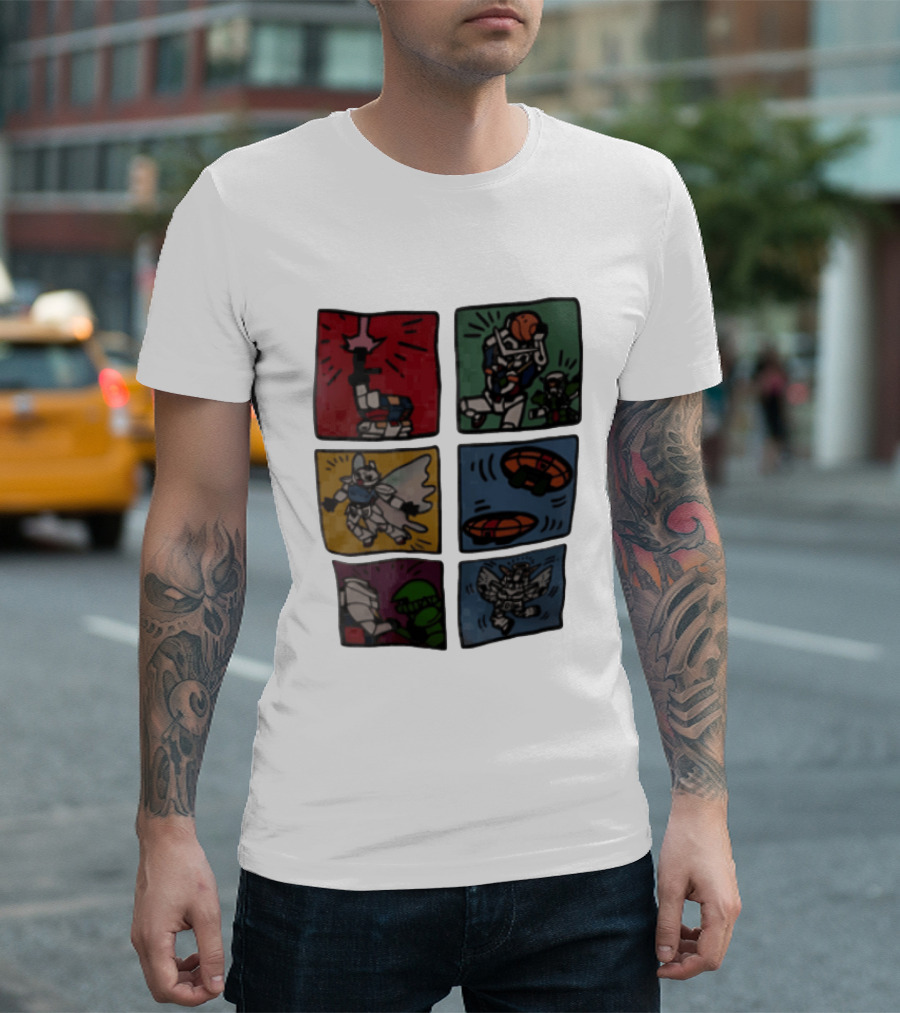 Keith Haring Japanese Mecha Robot Comic Panels Pop Cartoon T-Shirt