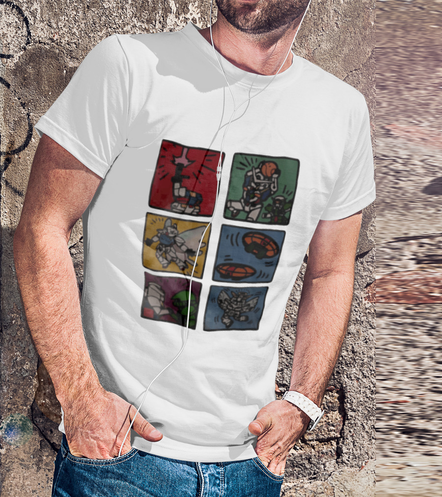 Keith Haring Japanese Mecha Robot Comic Panels Pop Cartoon T-Shirt
