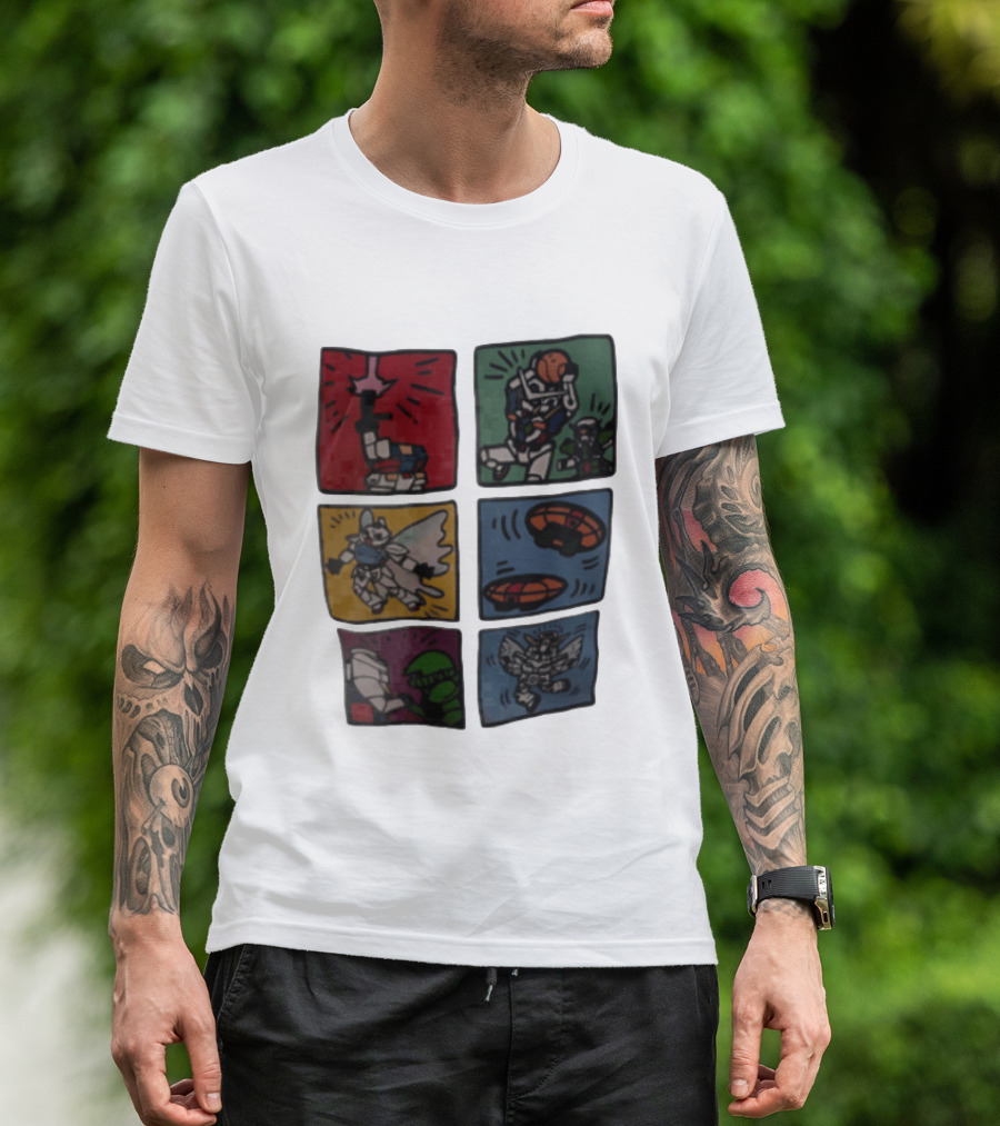 Keith Haring Japanese Mecha Robot Comic Panels Pop Cartoon T-Shirt