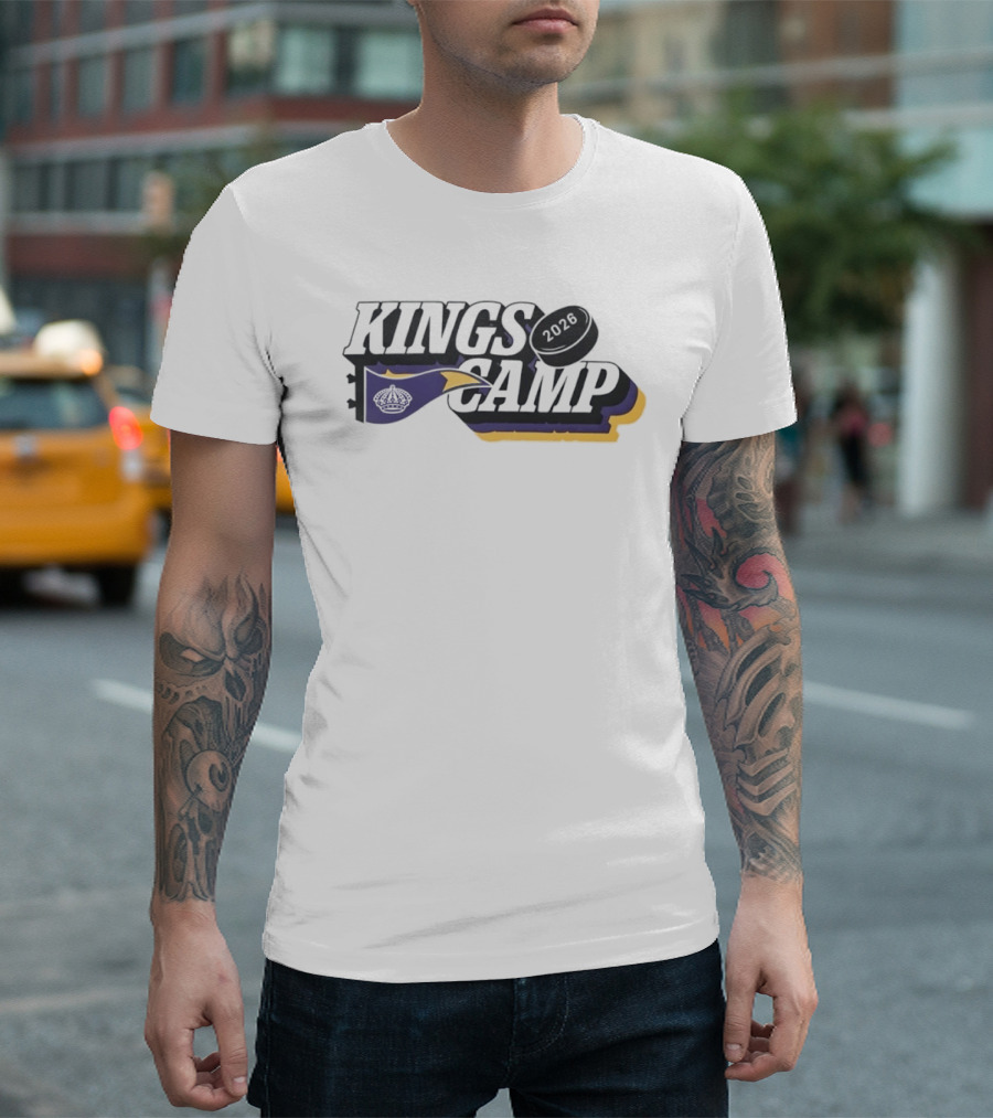 Kings Camp 2026 Hockey Sports Banner Whistle Puck T-Shirt