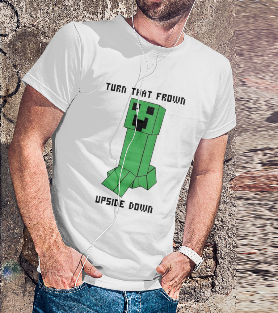 Creeper Turn That Frown Upside Down Gaming Block T-Shirt