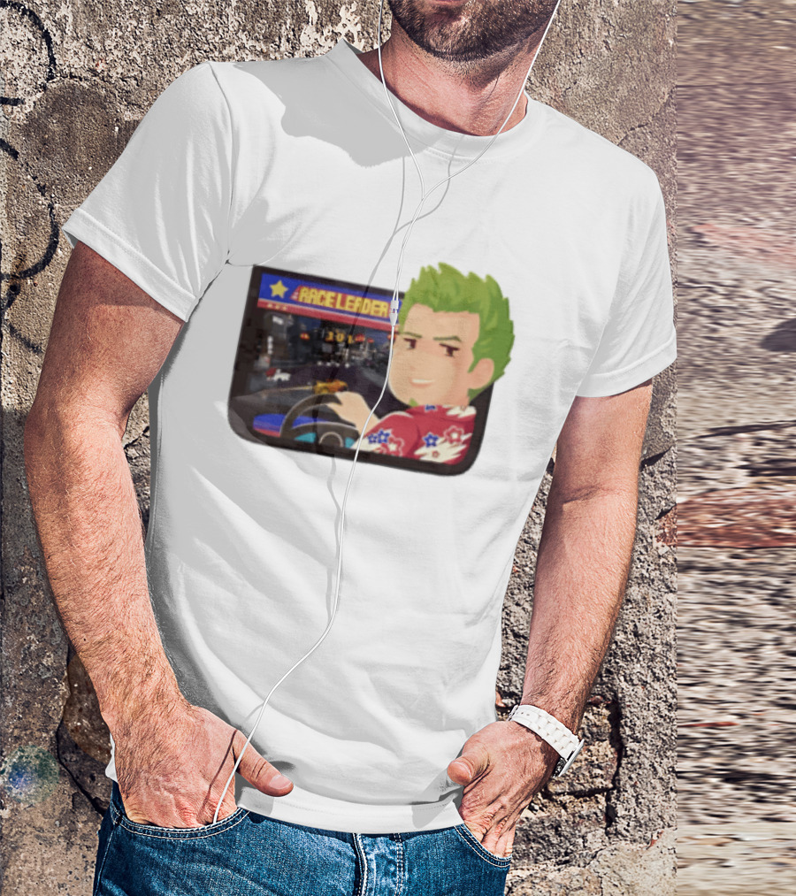 Race Leader Arcade Game Green Hair Cartoon Driver T-Shirt