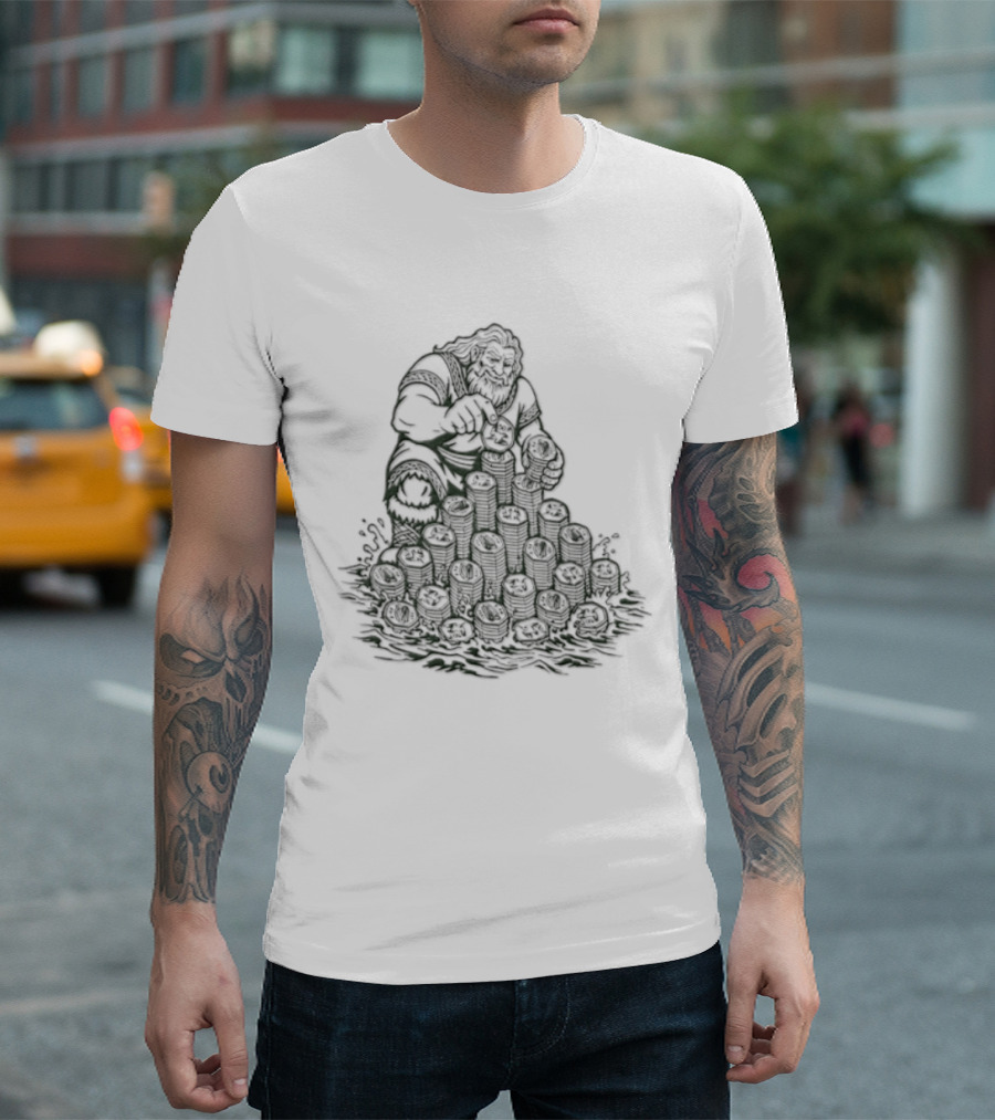 Dagda Irish Mythology Deity With Ireland 50p Coins Currency T-Shirt