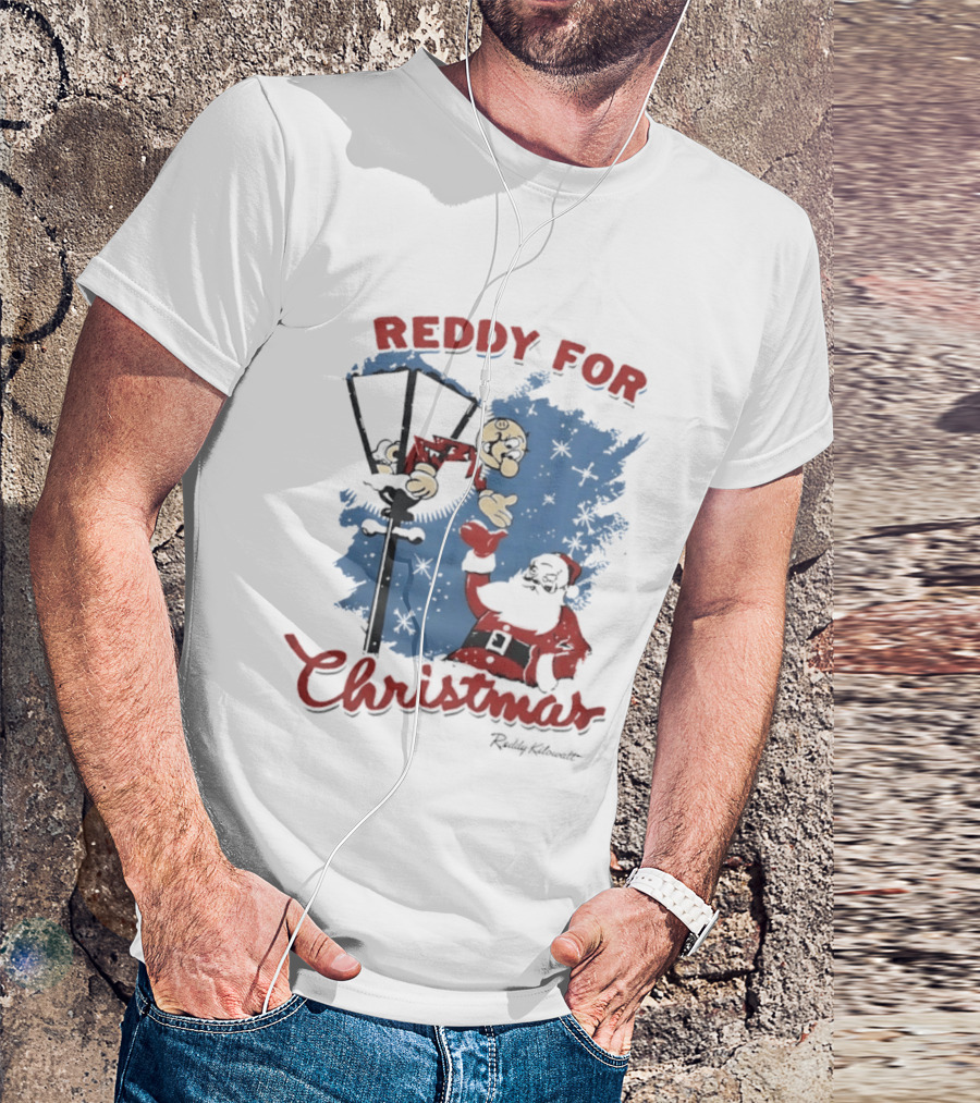 Reddy Kilowatt Reddy For Christmas Holiday Cheer Santa Lamp Post T-Shirt