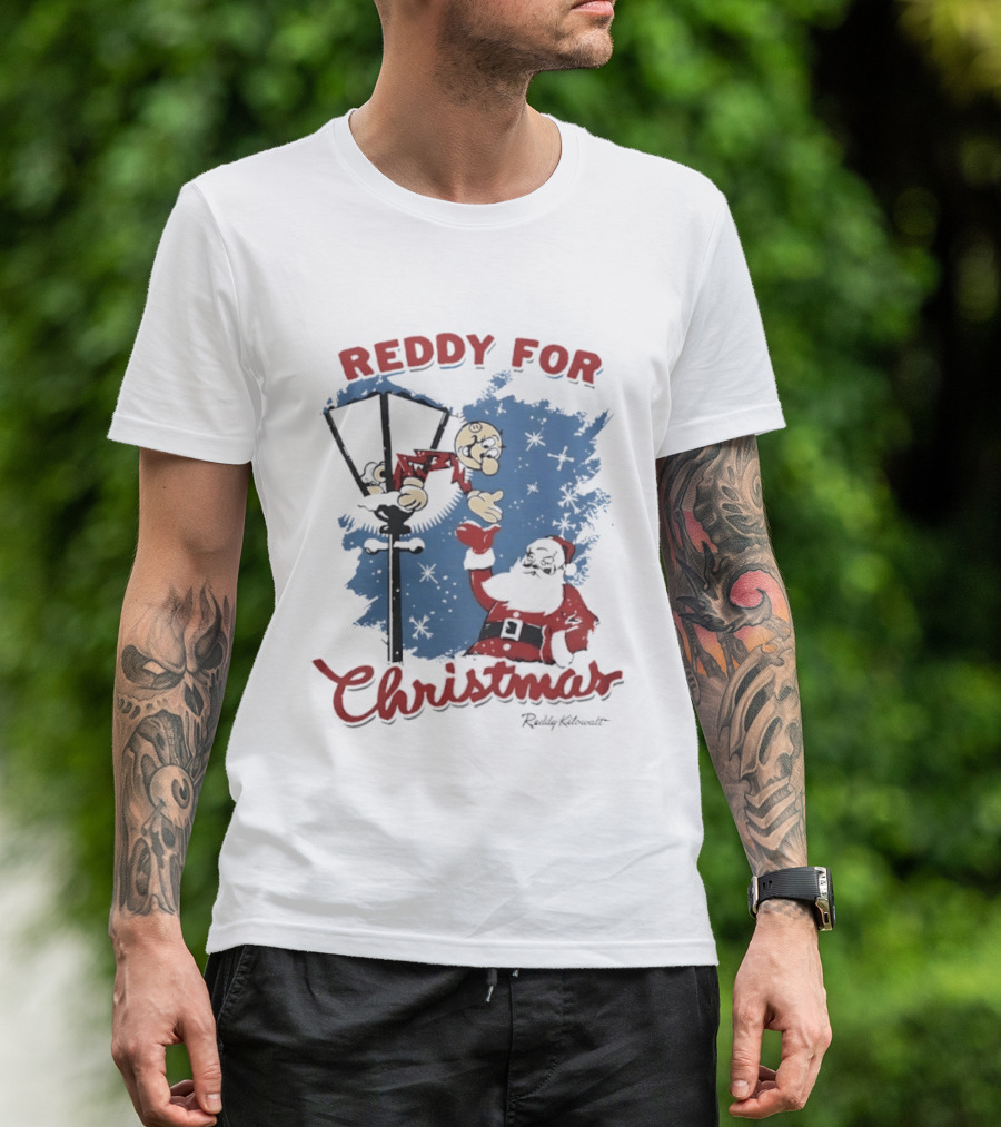 Reddy Kilowatt Reddy For Christmas Holiday Cheer Santa Lamp Post T-Shirt