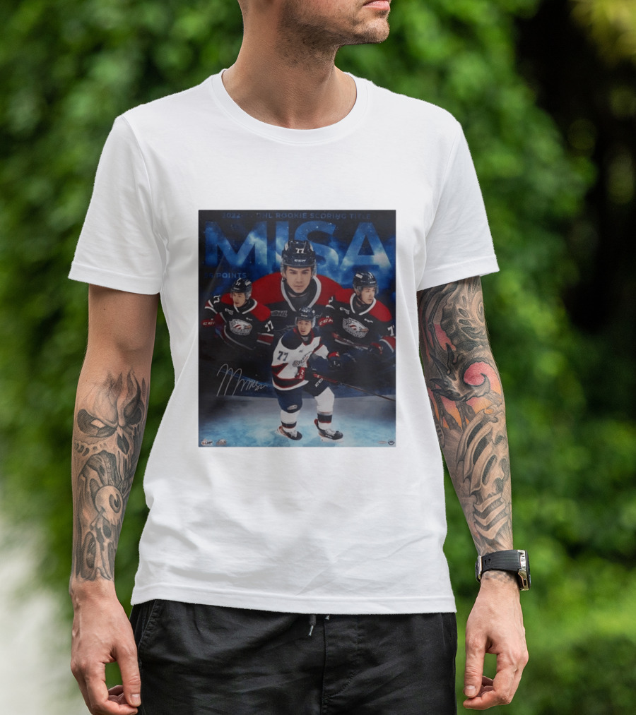 Michael Misa Saginaw Spirit 2022 23 OHL Rookie 56 Points T-Shirt