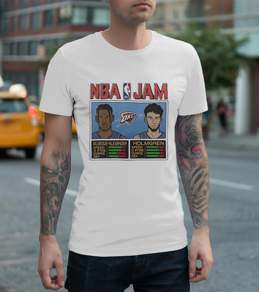 NBA Jam Shai Gilgeous Alexander Chet Holmgren OKC Thunder Stats T-Shirt