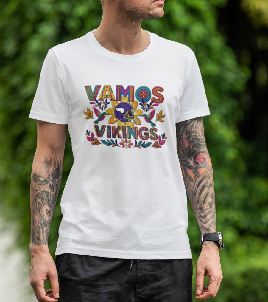 Minnesota Vikings Vamos Alebrije Football Helmet Floral T-Shirt