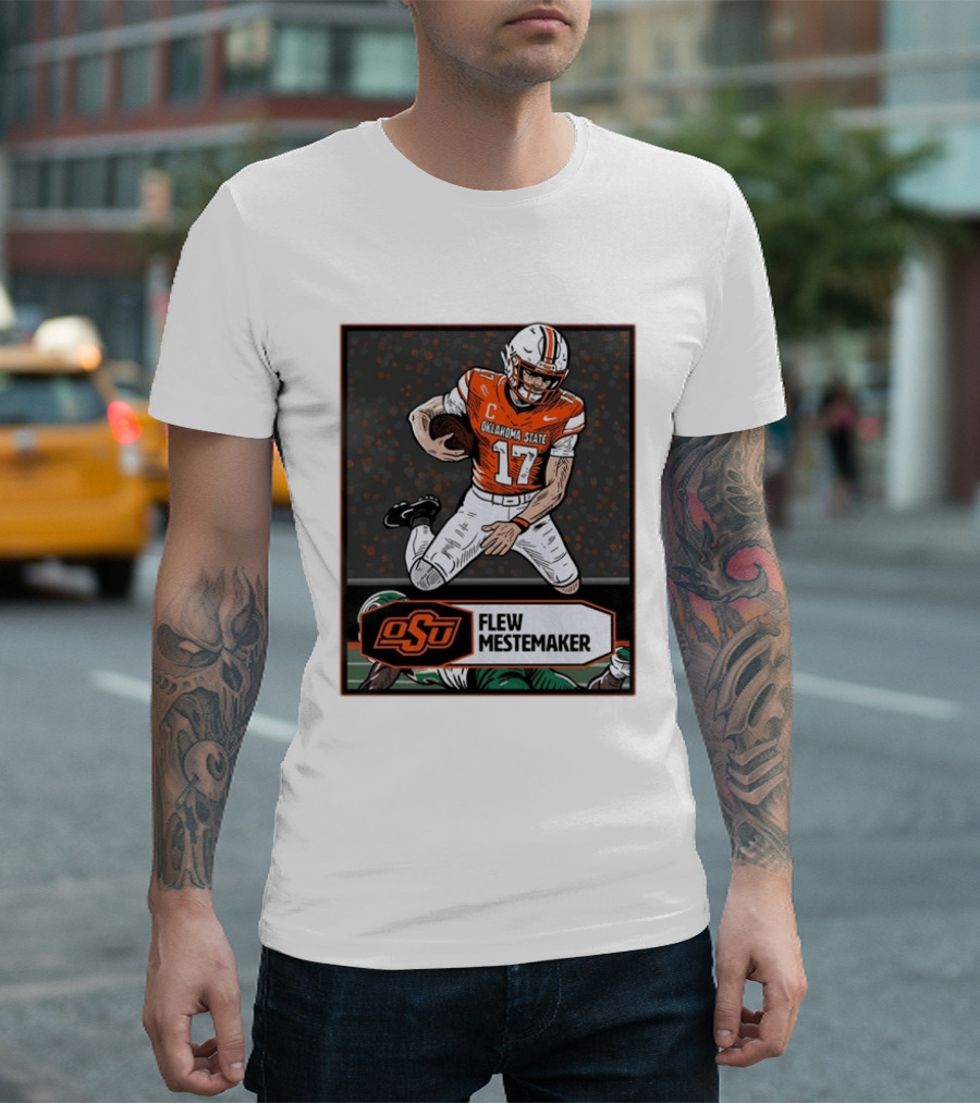 Oklahoma State Cowboys Flew Mestemaker 17 College Football Player Card T-Shirt