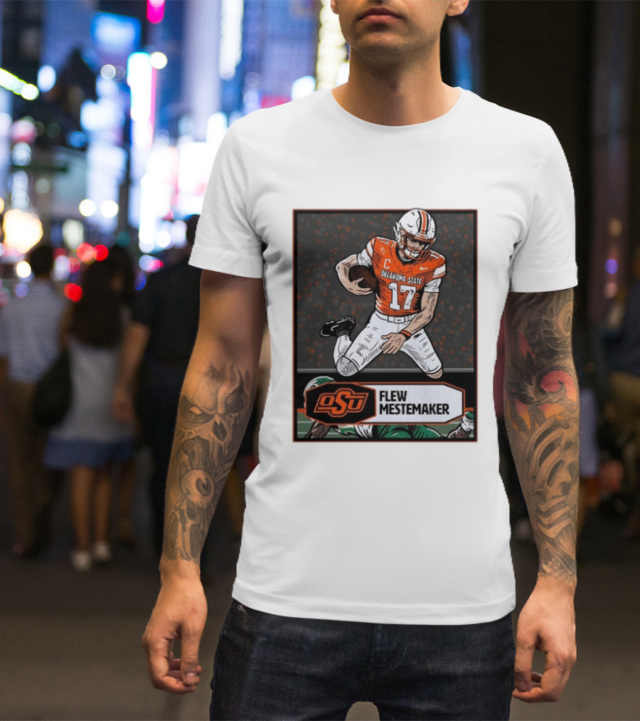 Oklahoma State Cowboys Flew Mestemaker 17 College Football Player Card T-Shirt