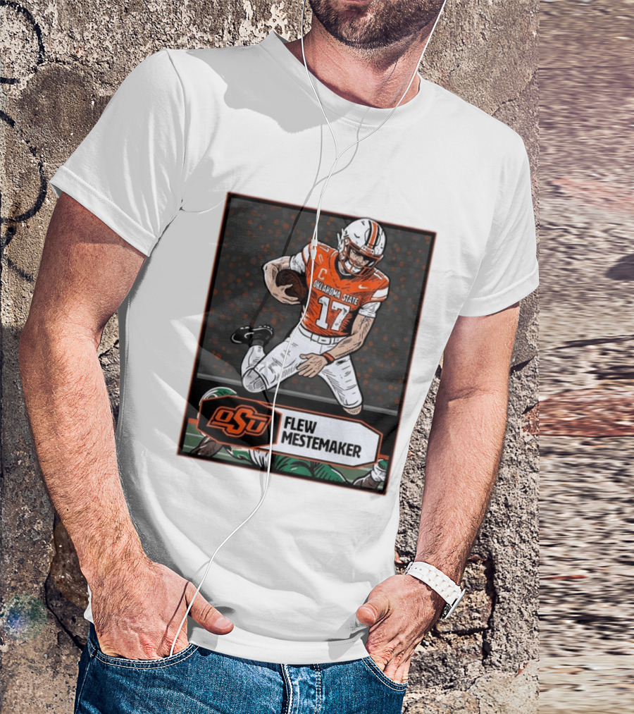 Oklahoma State Cowboys Flew Mestemaker 17 College Football Player Card T-Shirt