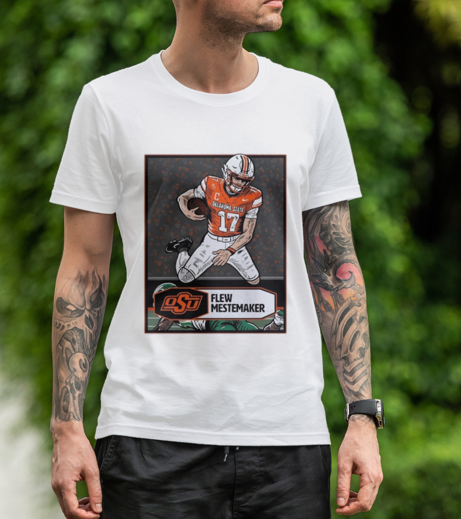 Oklahoma State Cowboys Flew Mestemaker 17 College Football Player Card T-Shirt