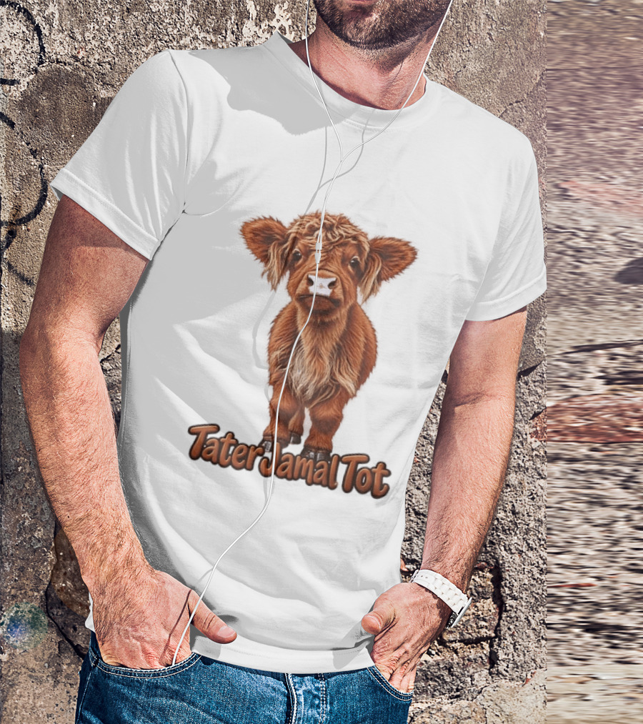 TaterJamal Tot Highland Cow Farm Animal Cute Brown Calf T-Shirt