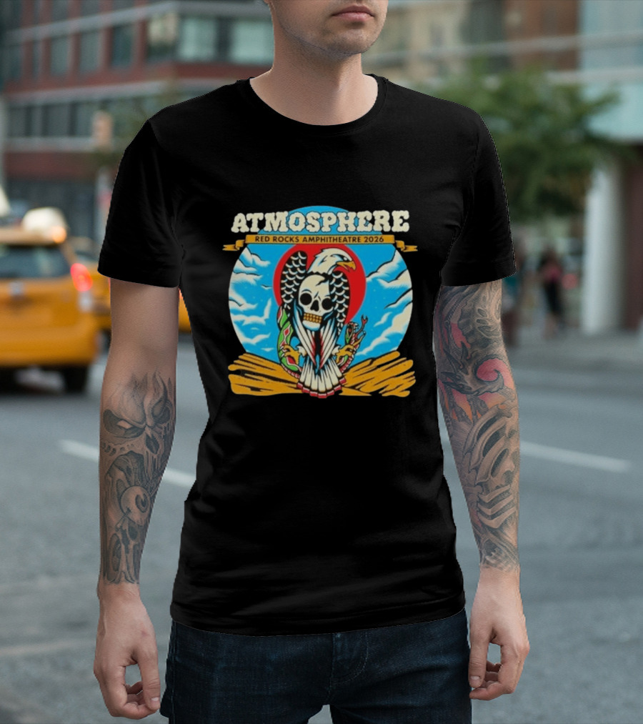 Atmosphere Red Rocks Amphitheatre 2026 Eagle Skull Clouds T-Shirt
