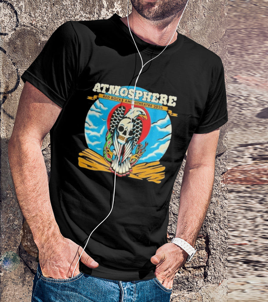 Atmosphere Red Rocks Amphitheatre 2026 Eagle Skull Clouds T-Shirt