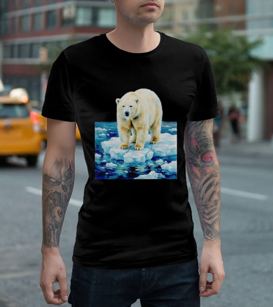 Majestic Polar Bear On Melting Iceberg Arctic Wildlife Scene T-Shirt