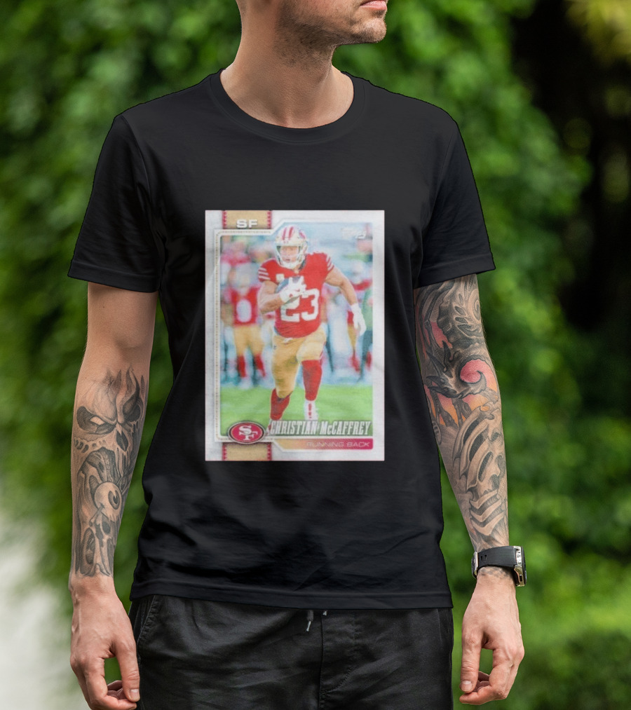 Christian McCaffrey SF 49ers Running Back No 23 NFL Player Card T-Shirt