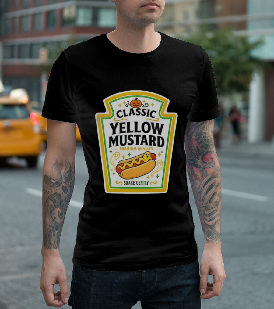 Classic Yellow Mustard Premium Quality Halloween Hot Dog Shake Gently T-Shirt