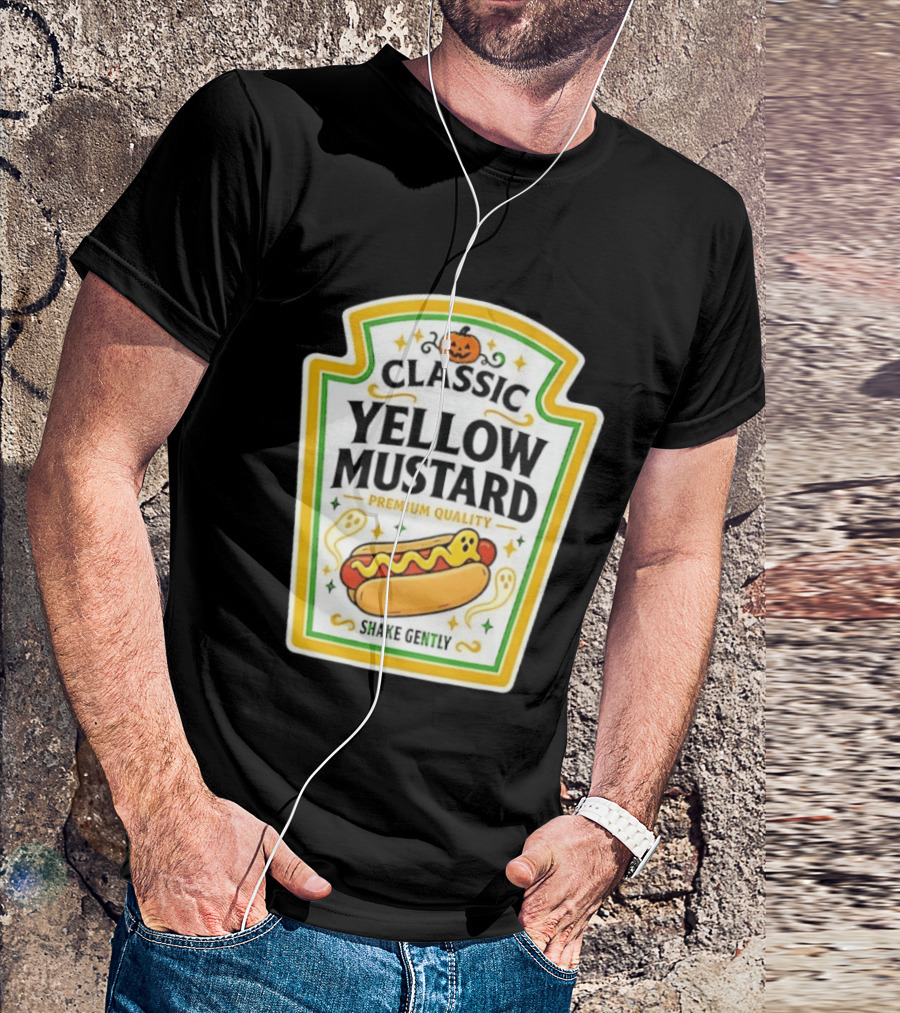 Classic Yellow Mustard Premium Quality Halloween Hot Dog Shake Gently T-Shirt