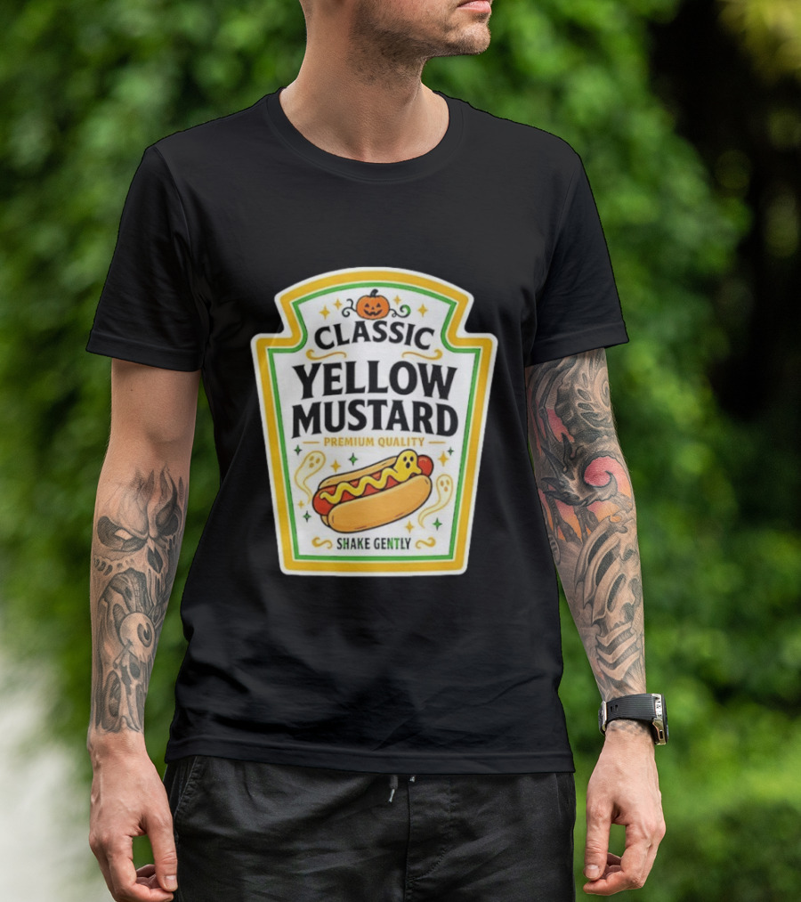 Classic Yellow Mustard Premium Quality Halloween Hot Dog Shake Gently T-Shirt