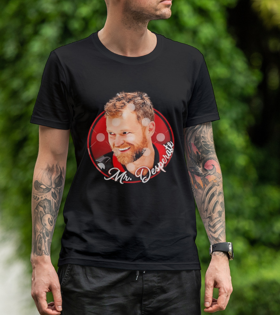 Mr Desperate Expression Hockey Player Red Circle T-Shirt