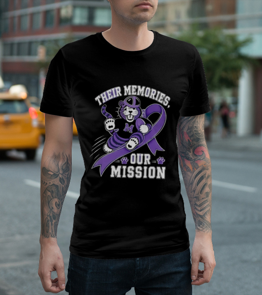 Their Memories Our Mission Purple Football Helmet Ribbon M Tiger Paw T-Shirt