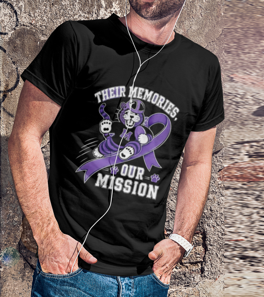 Their Memories Our Mission Purple Football Helmet Ribbon M Tiger Paw T-Shirt