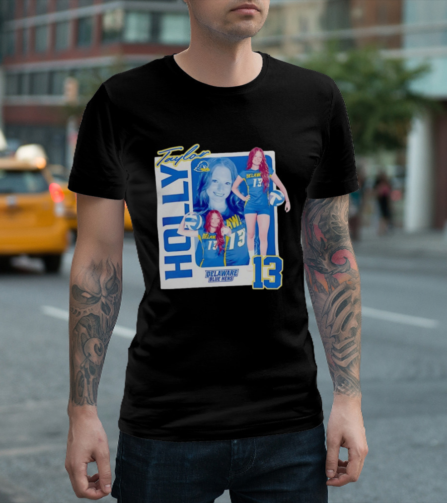Holly Taylor Delaware Blue Hens Number 13 Volleyball T-Shirt