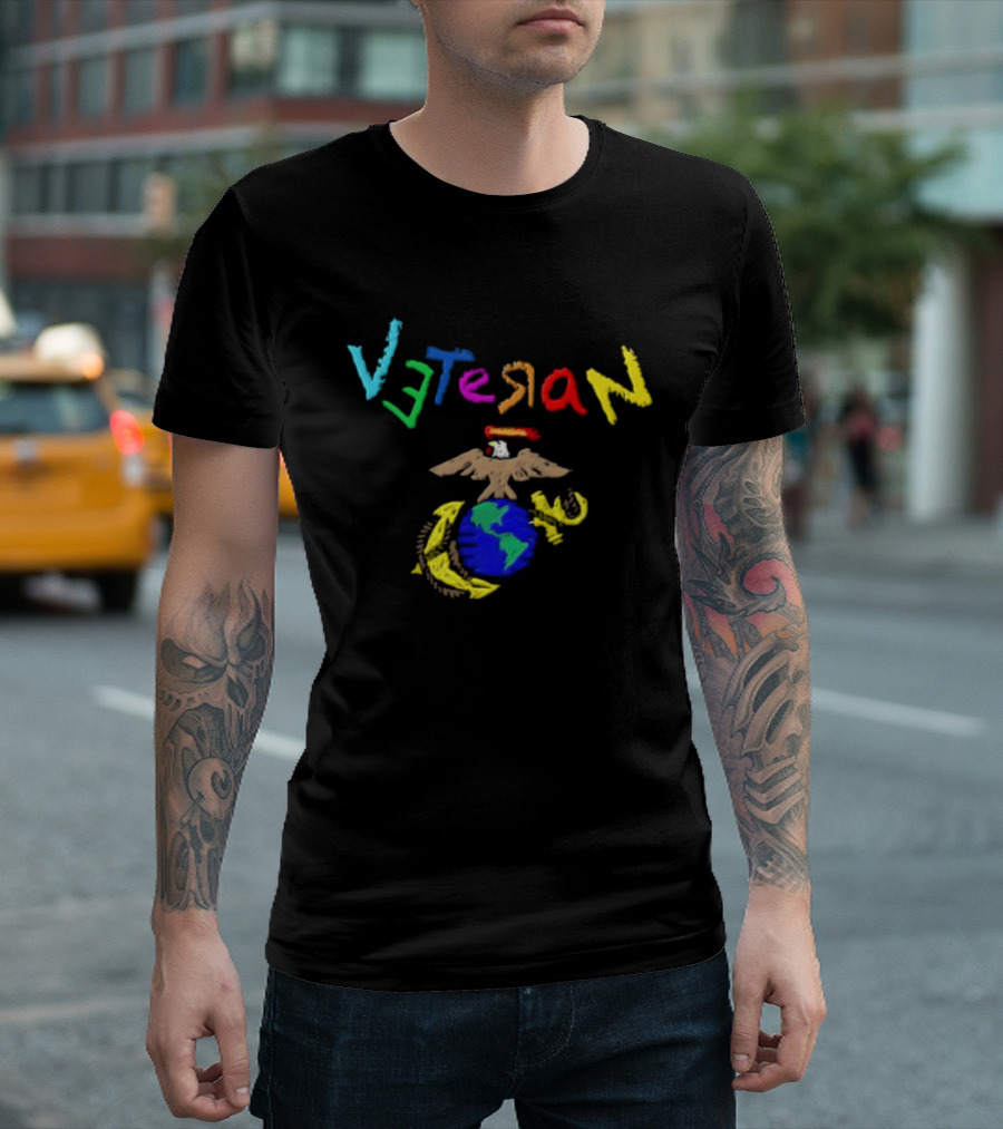 Veteran Eagle Globe And Anchor Colorful Military T-Shirt