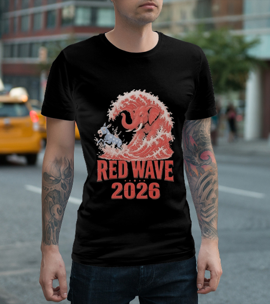 Red Wave 2026 Republican Elephant Vs Donkey Political T-Shirt