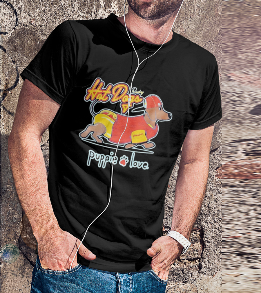 Rockin Hot Dogs Puppie Love Dachshund Dog Lover T-Shirt