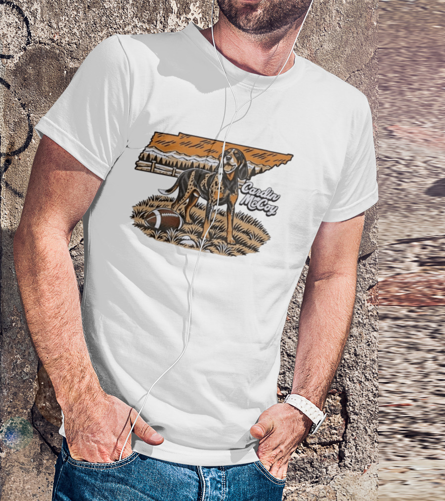 Cardin McCoy Tennessee Bluetick Coonhound Football Landscape T-Shirt