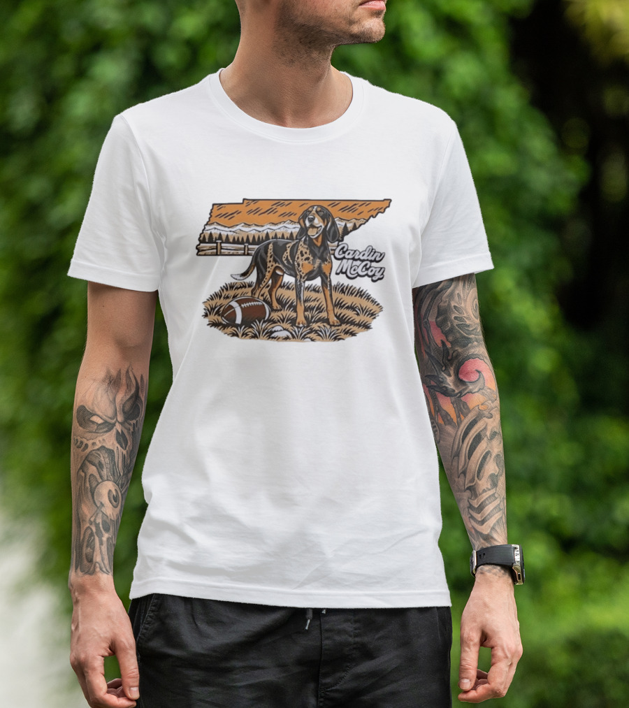 Cardin McCoy Tennessee Bluetick Coonhound Football Landscape T-Shirt