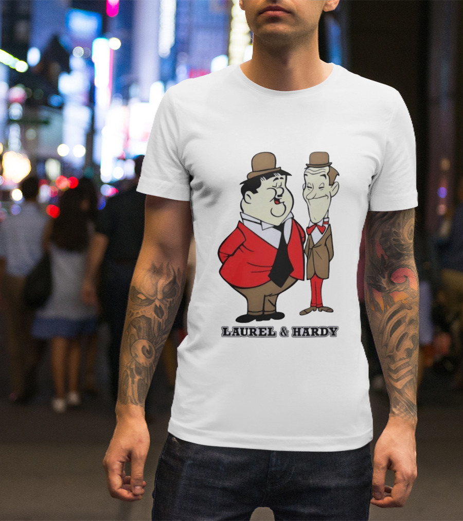 Laurel And Hardy Cartoon Style Classic Comedy T-Shirt