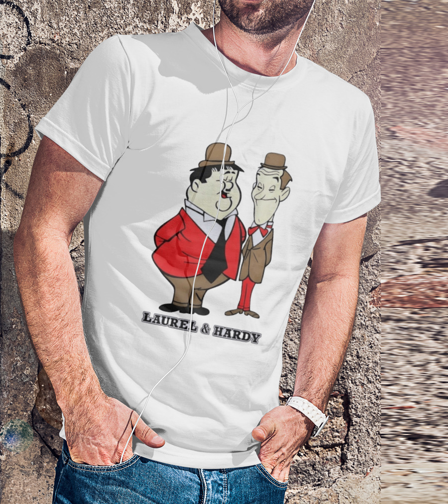 Laurel And Hardy Cartoon Style Classic Comedy T-Shirt