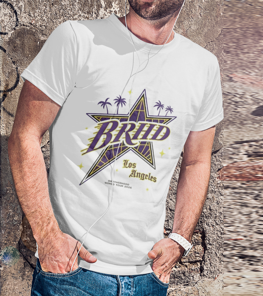 Los Angeles Brhd Brotherhood World Tour 2026 Star Palm Trees T-Shirt