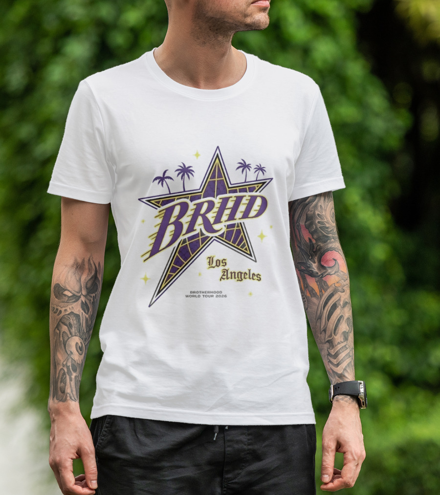 Los Angeles Brhd Brotherhood World Tour 2026 Star Palm Trees T-Shirt